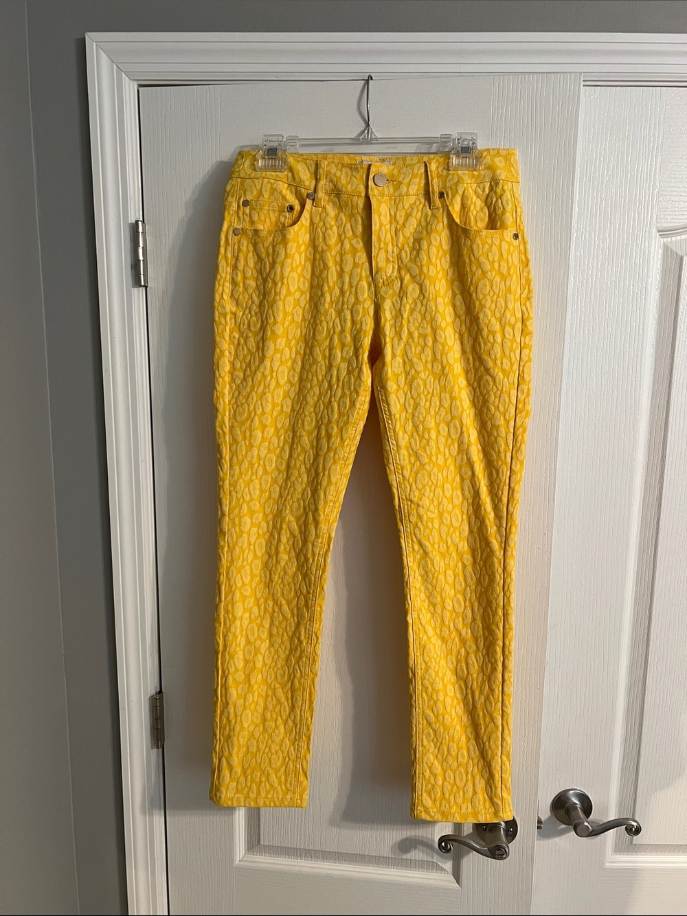 Bright Yellow Patterned Women's Skinny Jeans